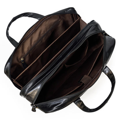leather mens briefcase retro business handbag