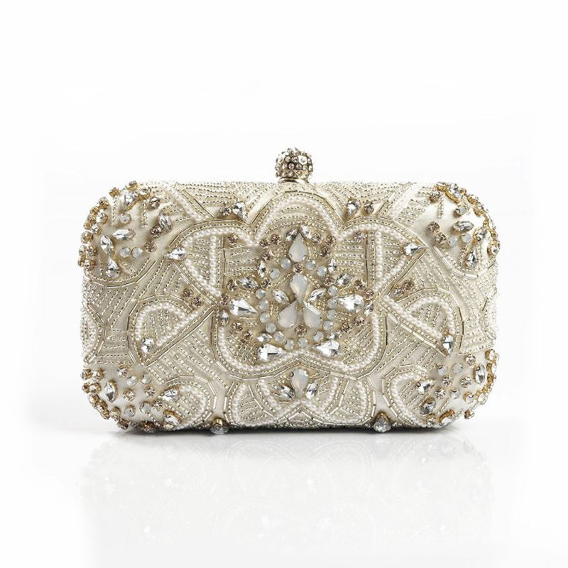 womens hand sewn rhinestone chain evening bag