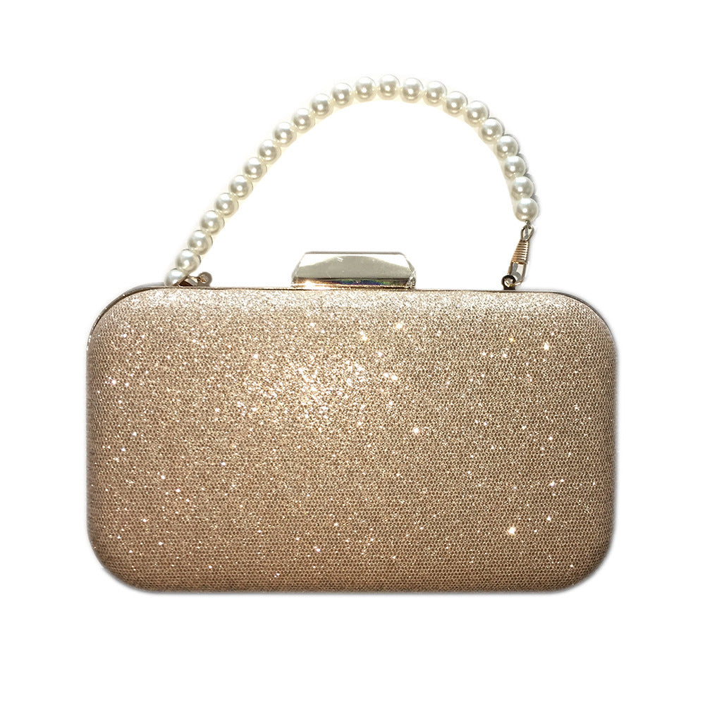 diamond studded pearl petal chain tassel dinner bag