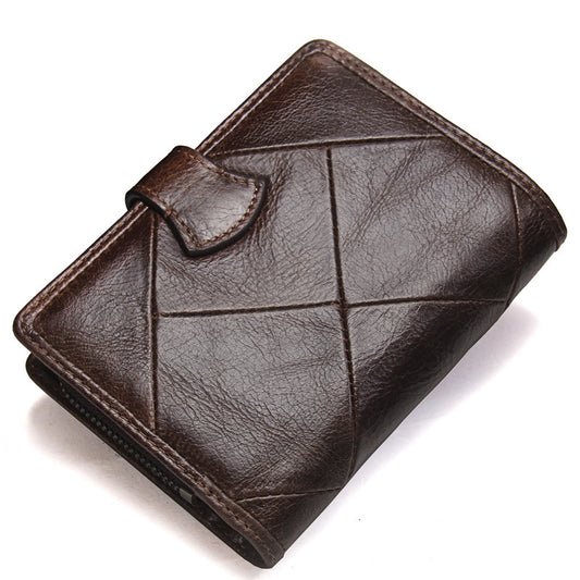 cowhide casual zipper coin purse