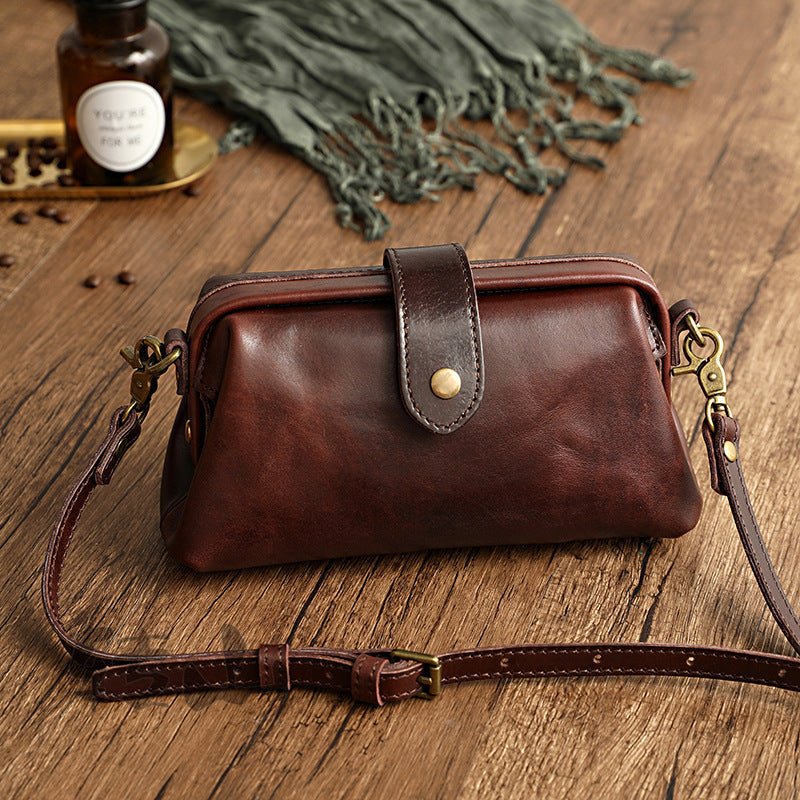 vegetable tanned leather casual retro ladies leather shoulder bag