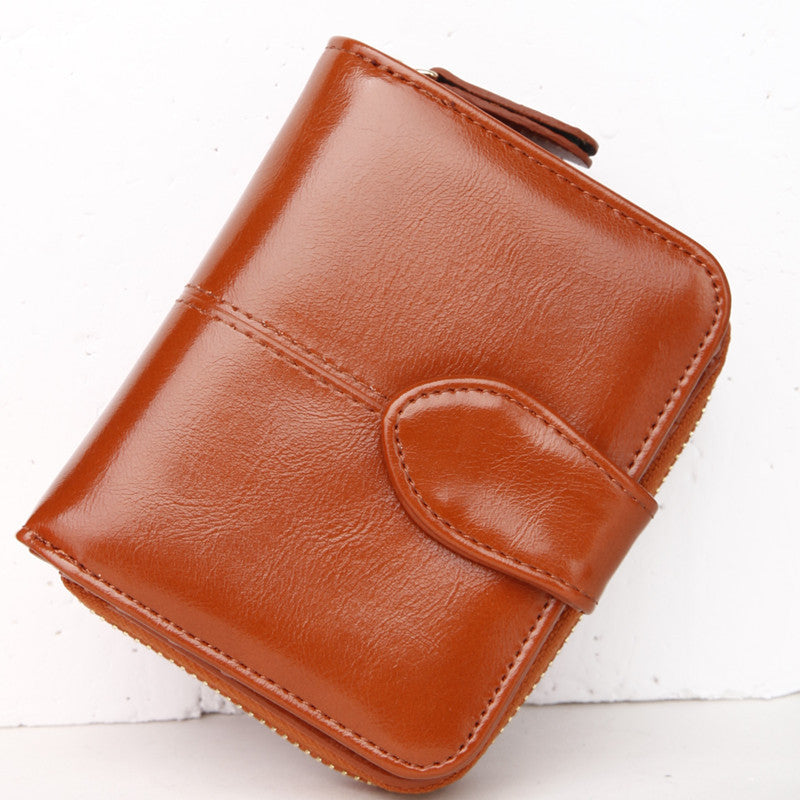 oil wax skin two fold short coin purse