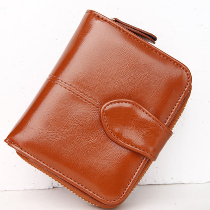 oil wax skin two fold short coin purse