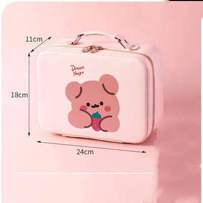 super fire cosmetic bag portable travel large capacity girl heart cute suitcase