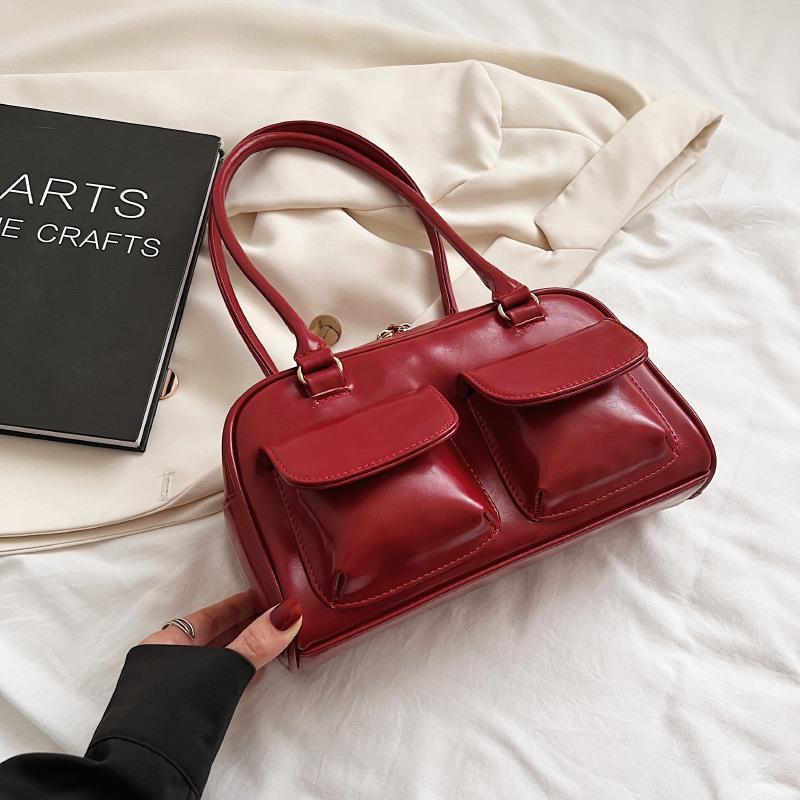 multi pocket design shoulder bag fashion versatile square handbags women underarm bags