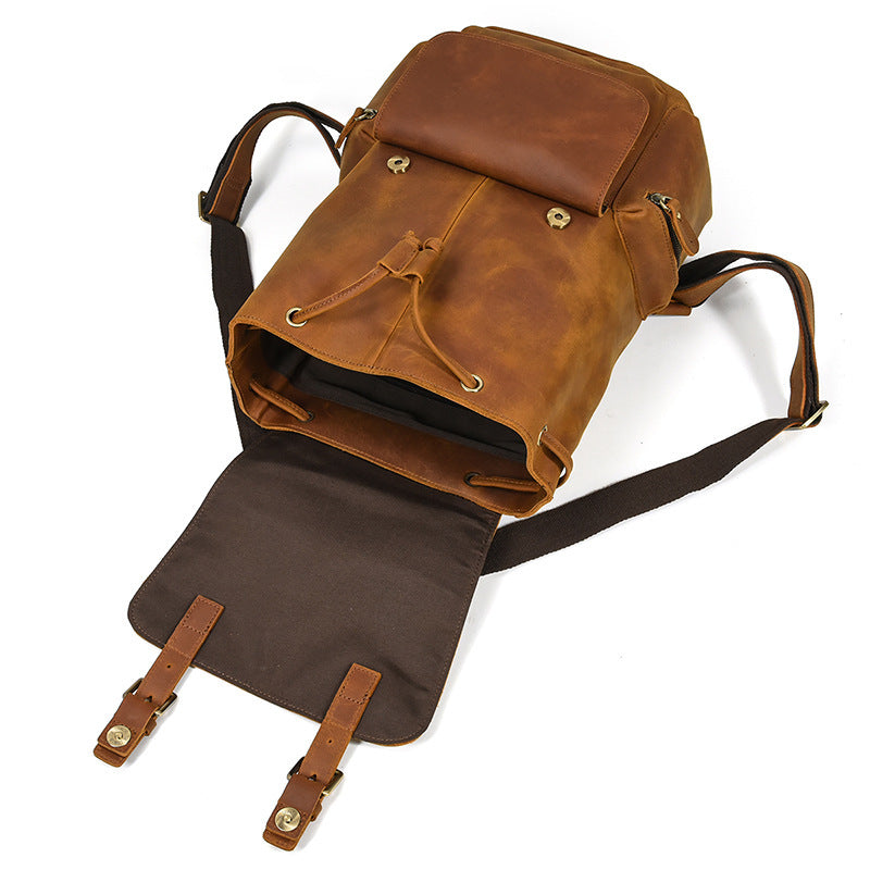 mens retro casual crazy horse leather retro ladies backpack