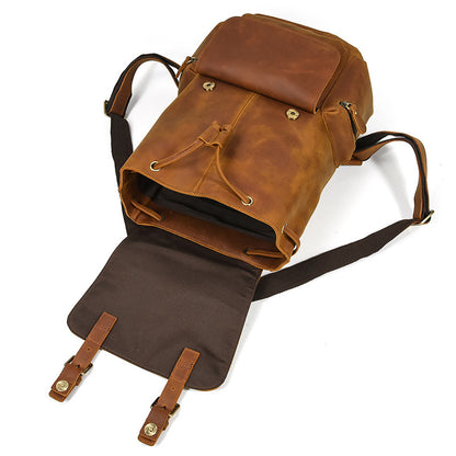 mens retro casual crazy horse leather retro ladies backpack