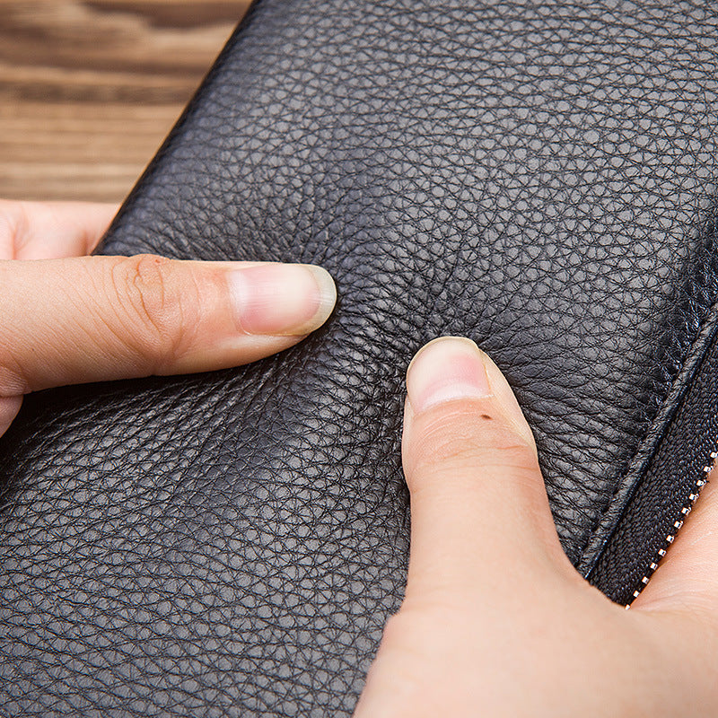 the first layer of cowhide coin purse long hand holding business gifts