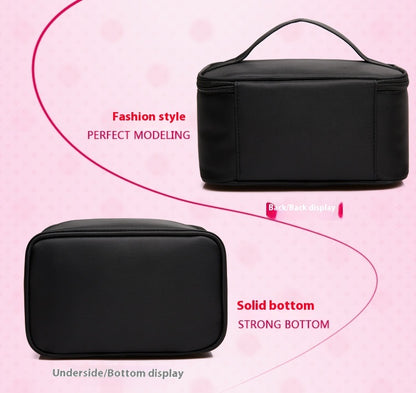 large capacity portable cosmetic bag simple solid color travel cosmetics storage bag