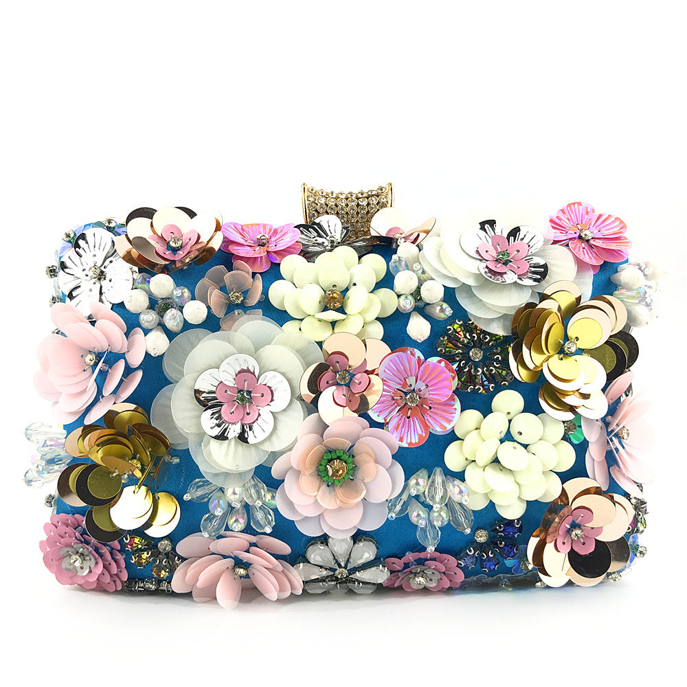 ladies handmade colorful flower beaded bag