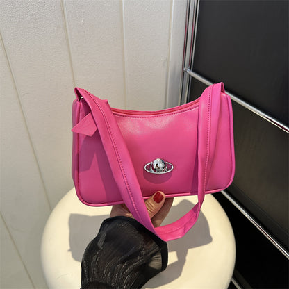 simple temperament pure color gentle shoulder bag