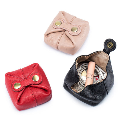 coin purse soft cowhide mini headset lipstick storage bag