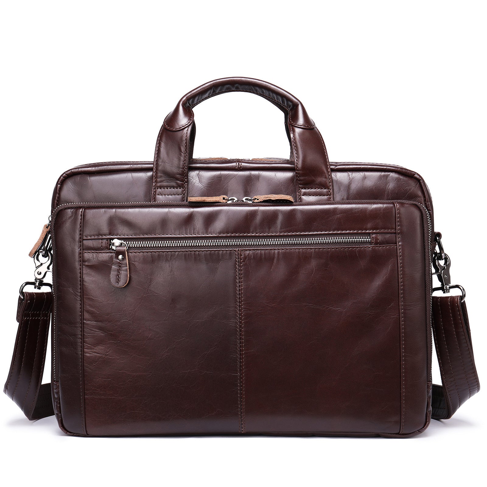 mens hand carrying genuine leather briefcase