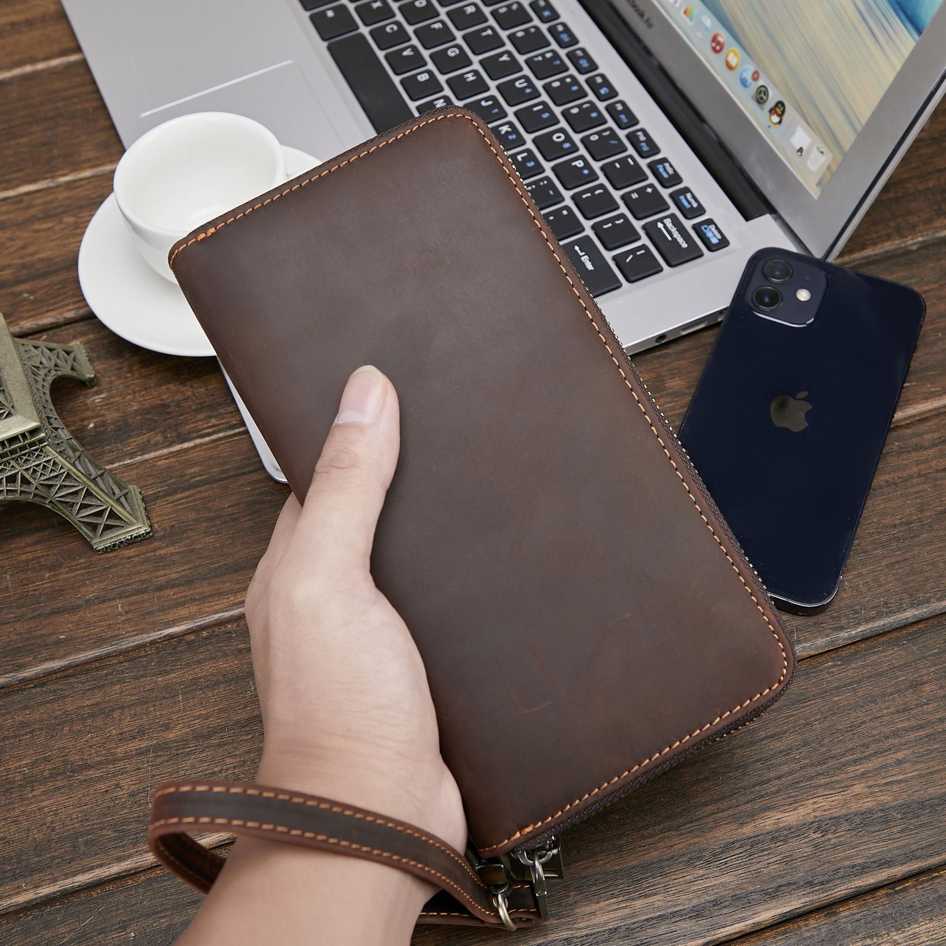 mens wallet genuine leather fashion retro long wallet