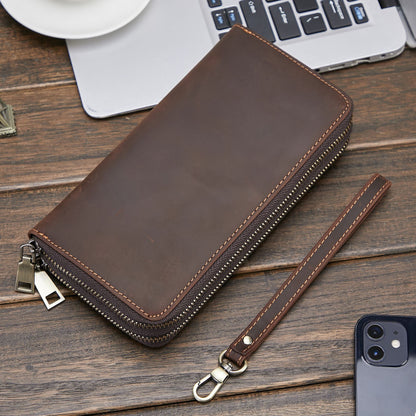 mens wallet genuine leather fashion retro long wallet