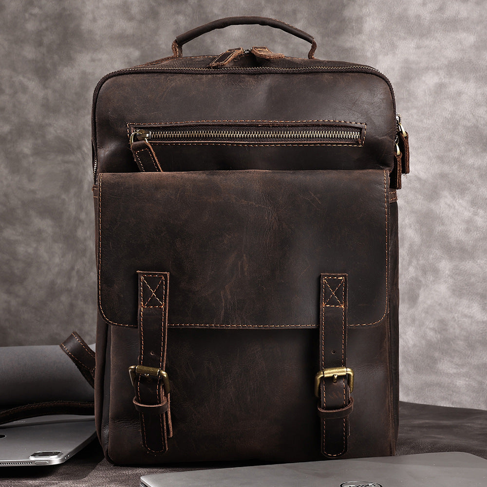 backpack retro crazy horse leather men