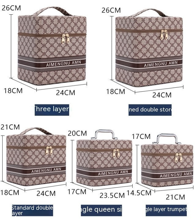 large capacity multi functional multi layer cosmetic case portable storage bag