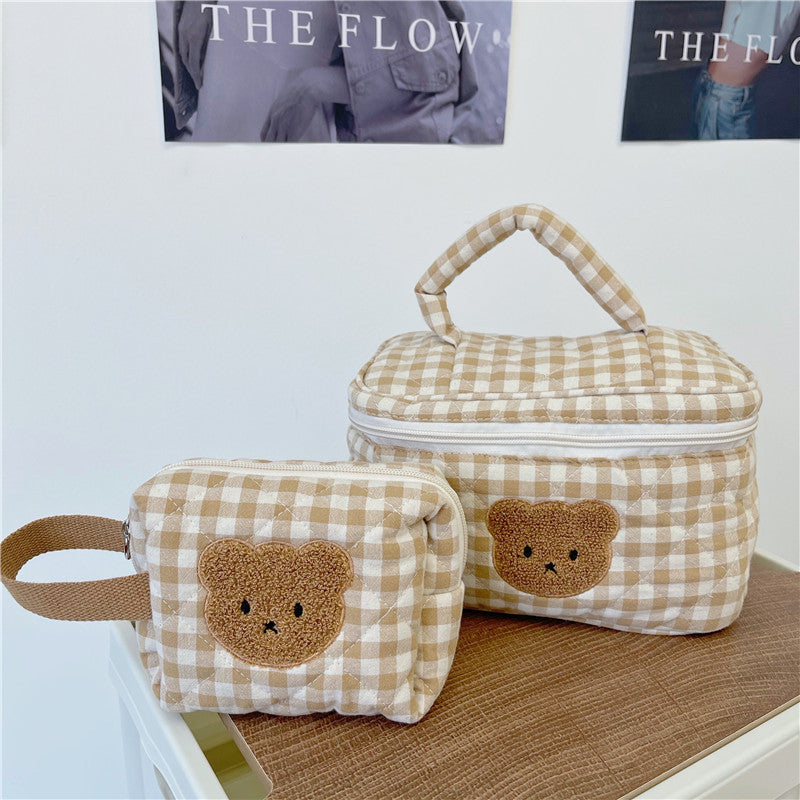 portable cute cartoon large capacity bear cosmetic bag