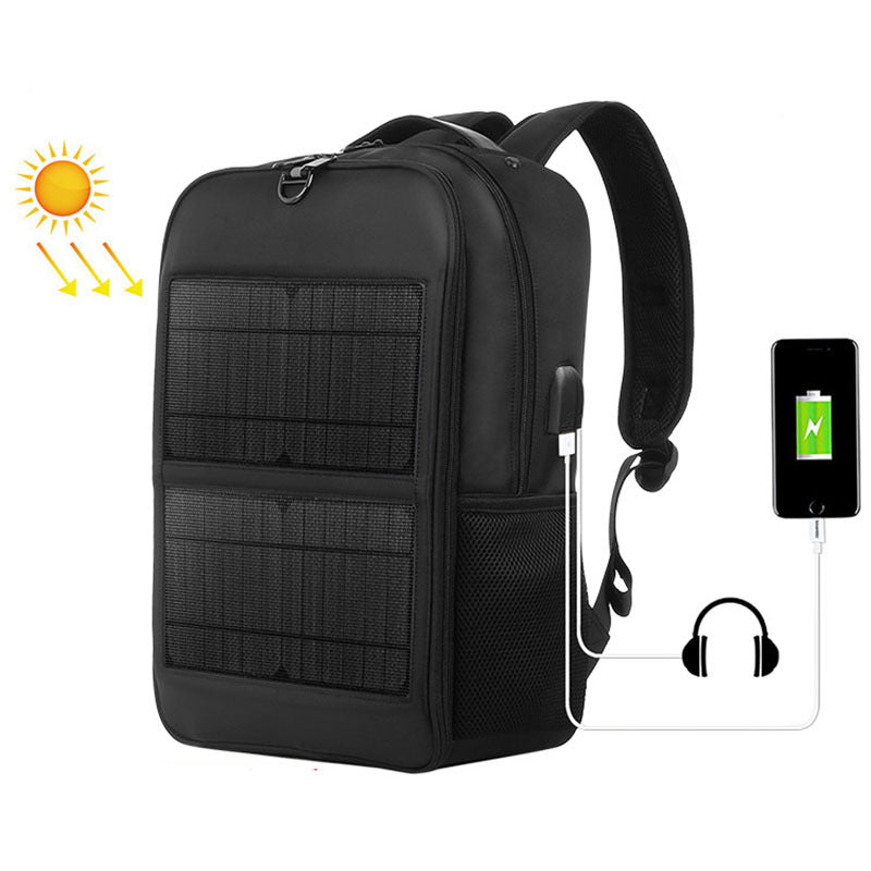 mens waterproof nylon solar charging backpack sports leisure hiking