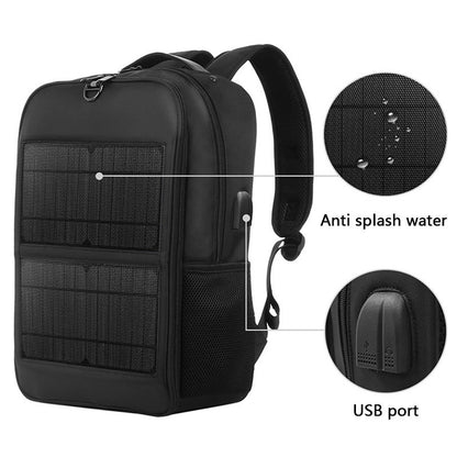 mens waterproof nylon solar charging backpack sports leisure hiking