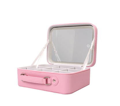 portable cosmetic bag suitcase with mirror