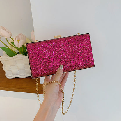 dinner party autumn and winter personalized chain one shoulder crossbody portable women sequins box bag