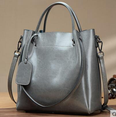 womens fashion simple portable oil wax cattle leather bag