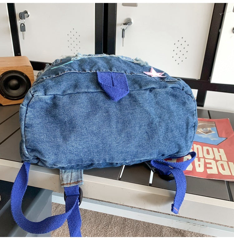 new value gradient denim backpack womens large capacity