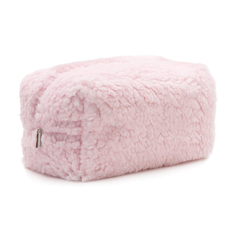 zipper plush cosmetics storage bag