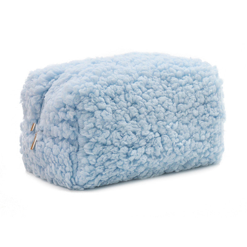 zipper plush cosmetics storage bag