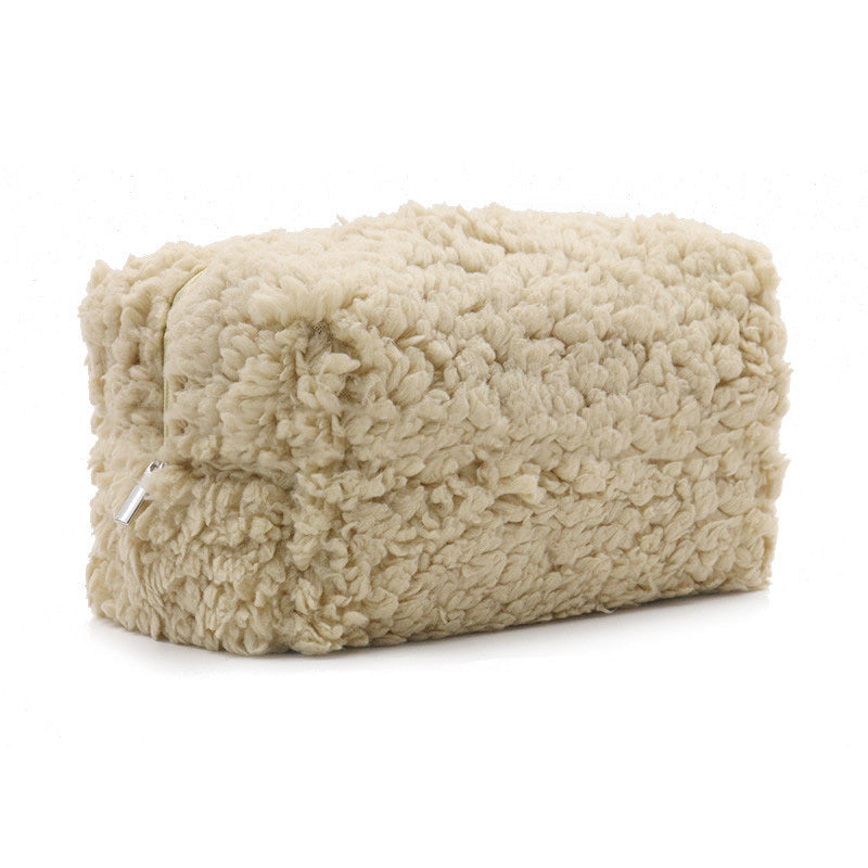 zipper plush cosmetics storage bag