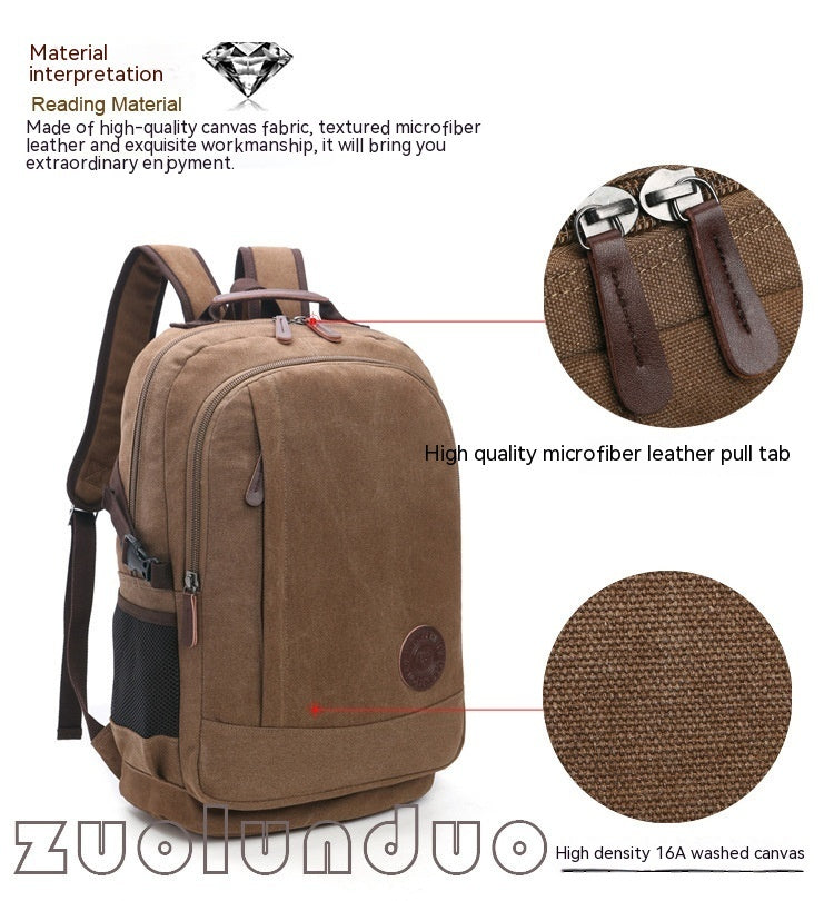 wear resistant washed canvas mens and womens backpacks street casual fashion large capacity multifunctional