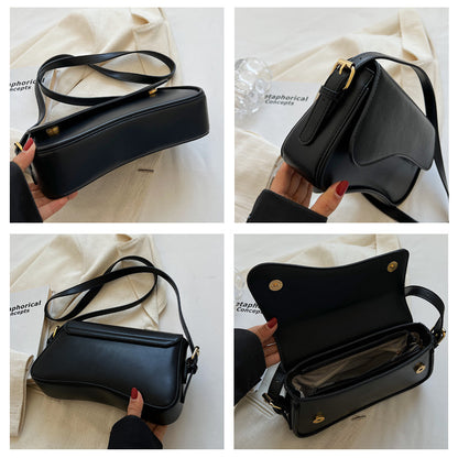 fashion simple new flip magnetic buckle shoulder bag