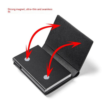 carbon fiber large capacity automatic aluminum box anti theft swiping multiple card slots tri fold card holder wallet