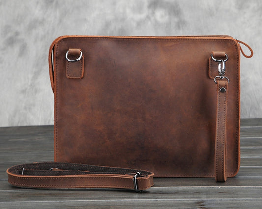 mens business leather shoulder bag