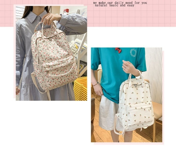 girls korean style cute floral student schoolbag junior and middle school students backpack