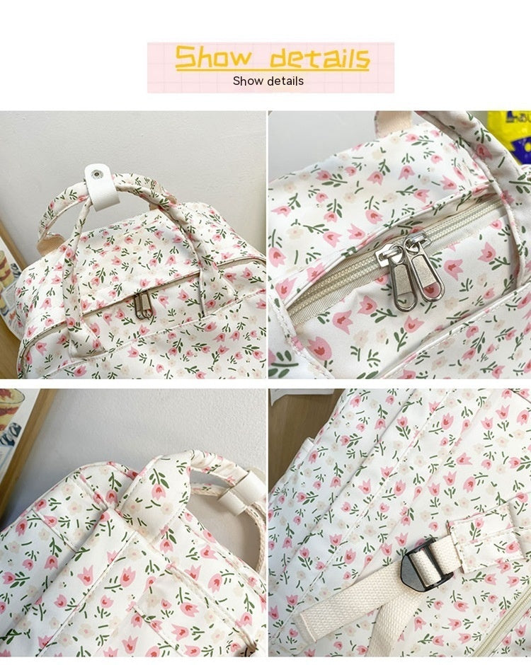 girls korean style cute floral student schoolbag junior and middle school students backpack