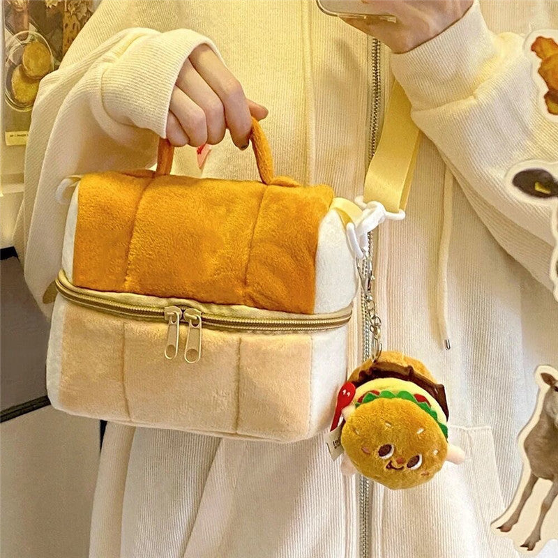 cute toast bread cosmetic bag large capacity ins style good looking portable storage bag portable cross body camera bag