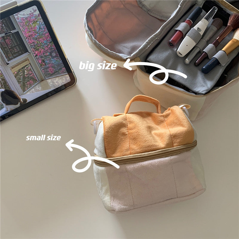 cute toast bread cosmetic bag large capacity ins style good looking portable storage bag portable cross body camera bag