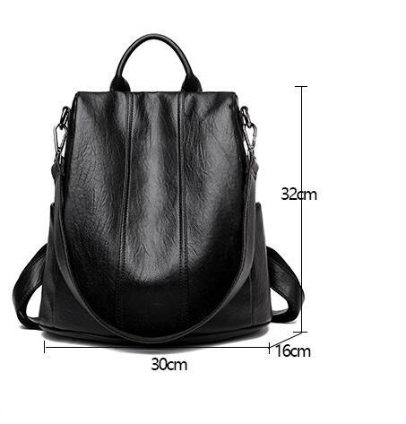 womens fashion cattlehide leather anti theft multifunctional backpack