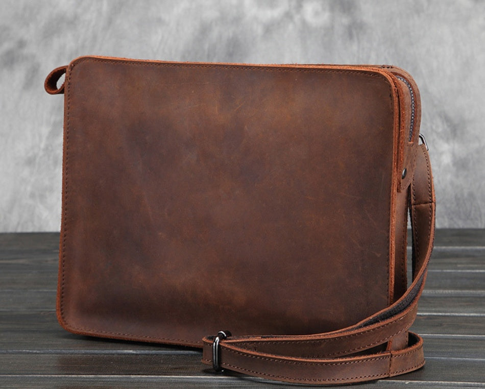 mens business leather shoulder bag