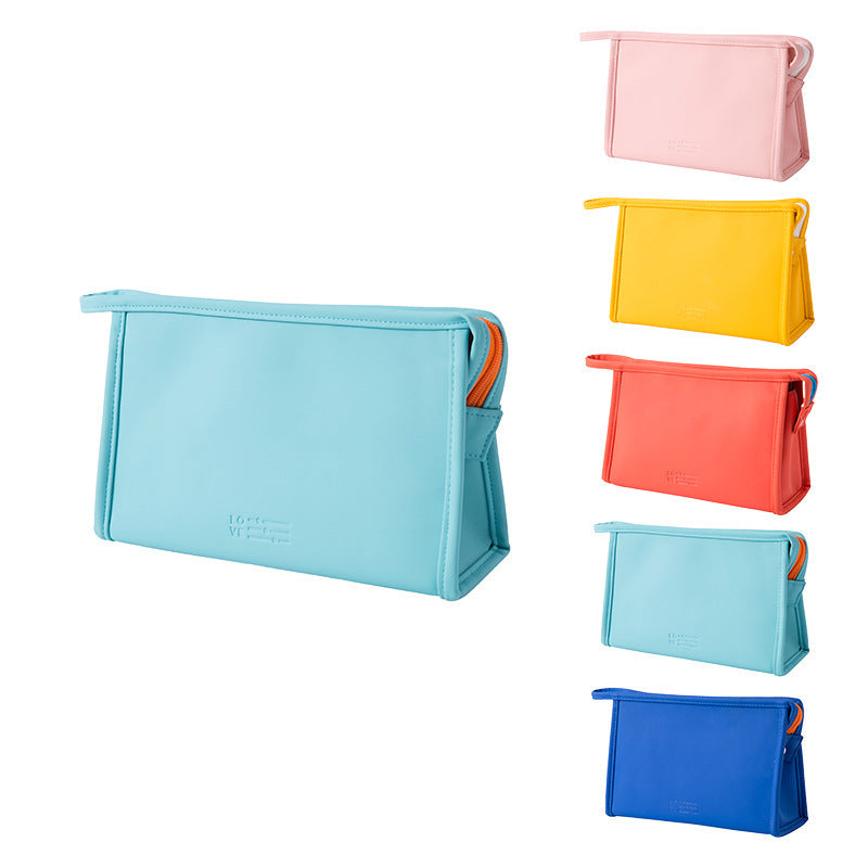 portable pu cosmetic bag large capacity triangle bag