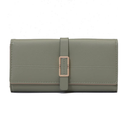 long metal buckle simple tri fold clutch