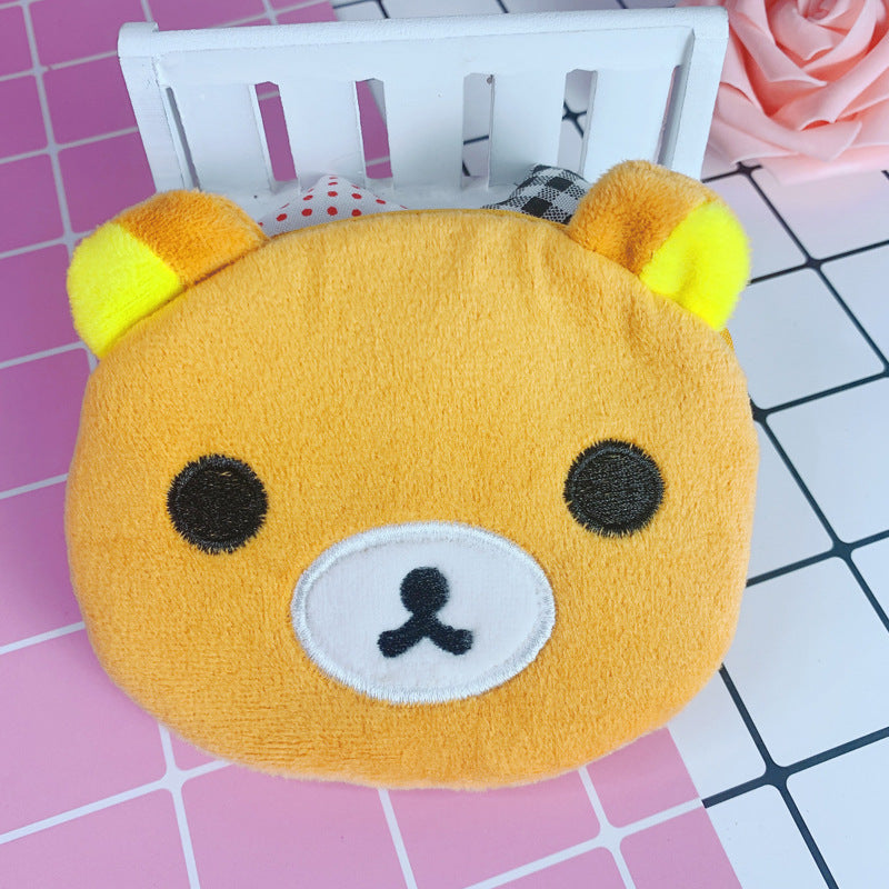 cartoon female cute student portable mini plush earphone key coin purse