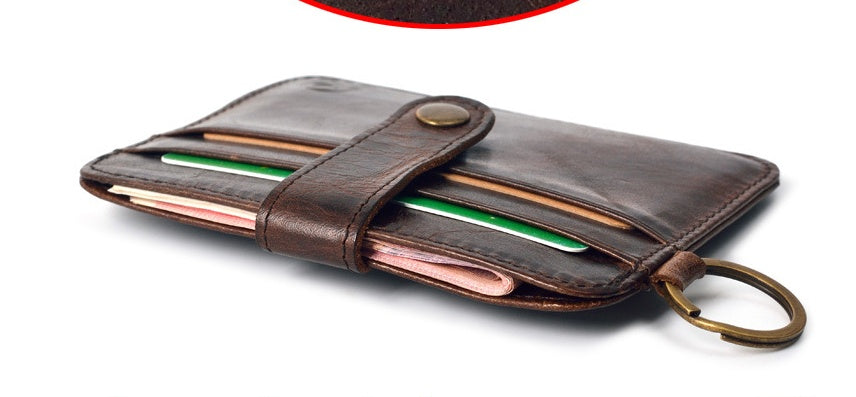 short leather driving id card with pocket wallet