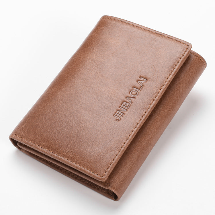 men fashion leather shield anti theft wallet