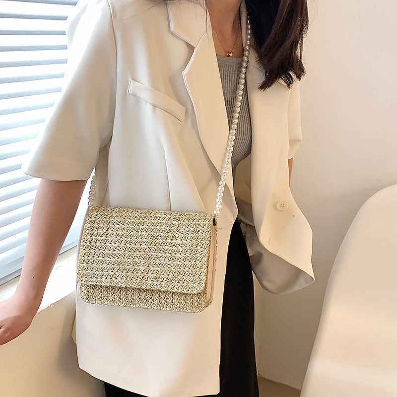 clamshell small square bag pearl crossbody