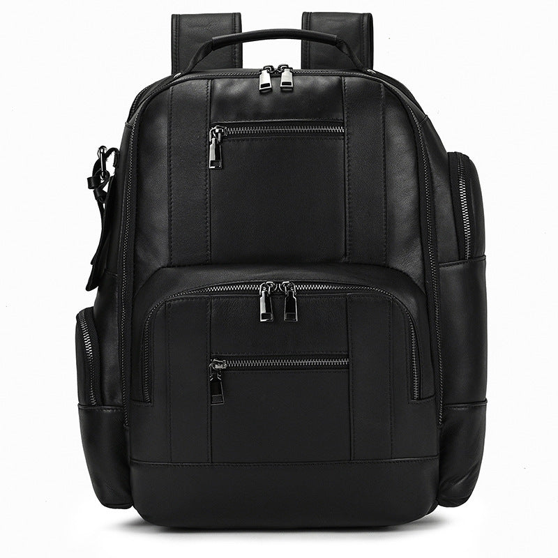 retro mens backpack cowhide large capacity 15 inch computer bag