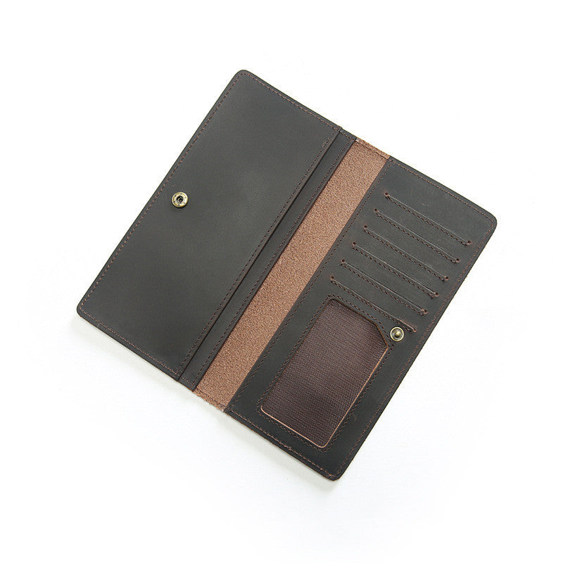 retro leather wallet long ultra thin first layer leather wallet