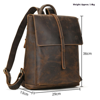 crazy horse leather backpack mens retro outdoor bag